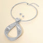 Madeline Love Rhodium Bold Metal Wire Wrapped Teardrop Pendant Statement Necklace - Necklaces - desc