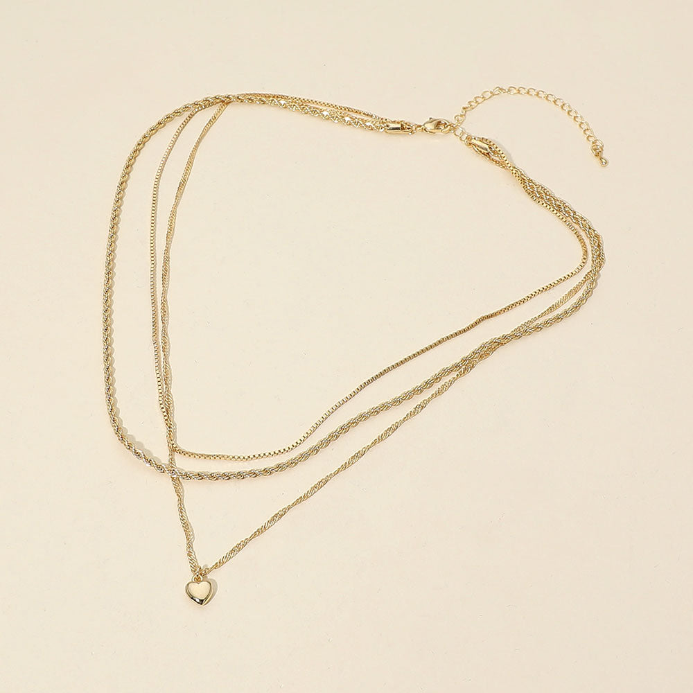 Madeline Love Gold 18K Gold Dipped Heart Charm Pendant Accent Mixed Chain Layered Necklace - Necklaces - desc