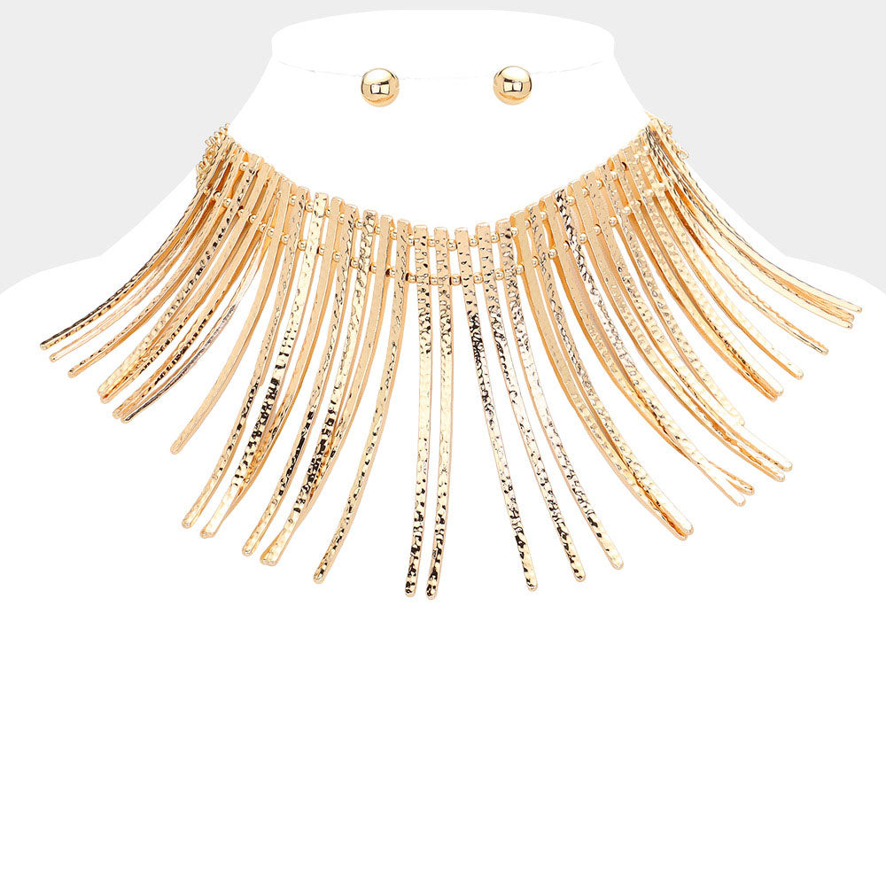 Madeline Love Gold Curved metal bar fringe armor necklace - Necklaces