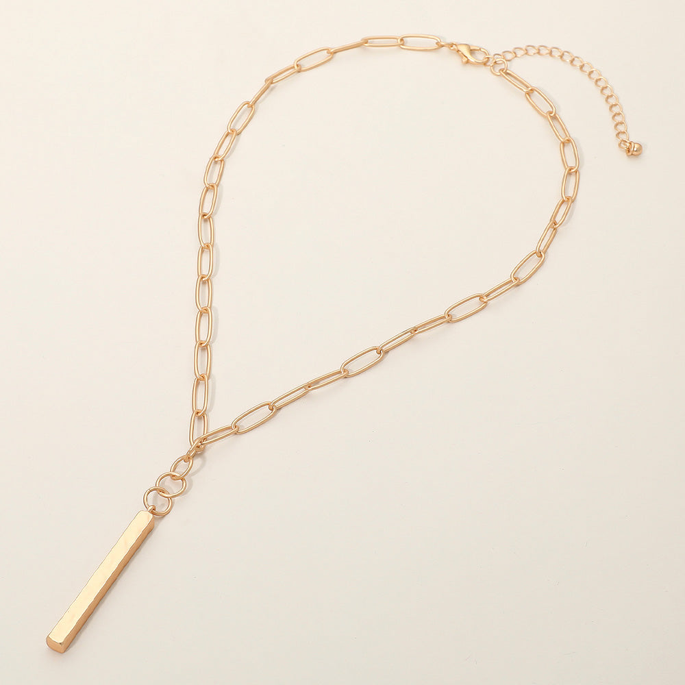 Madeline Love Matte gold Matte Metal Bar Pendant Paperclip Chain Necklace - Necklaces