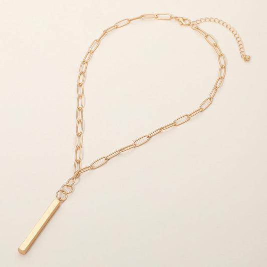 Madeline Love Matte gold Matte Metal Bar Pendant Paperclip Chain Necklace - Necklaces