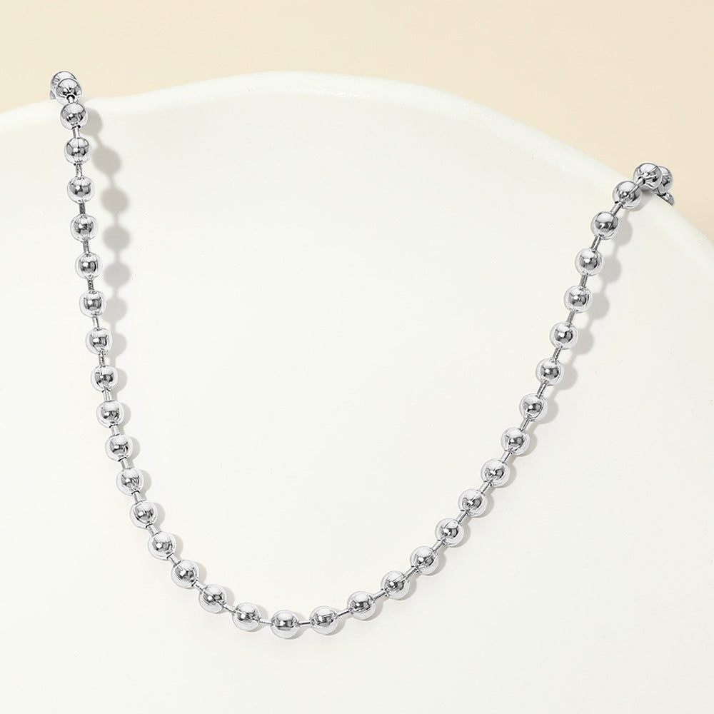 Madeline Love Silver Stainless Steel Beaded Chain Necklace