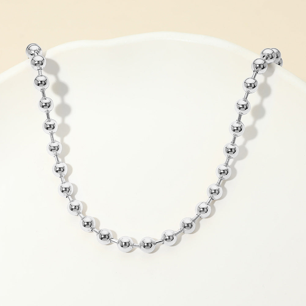 Madeline Love Silver Stainless Steel Beaded Chain Necklace