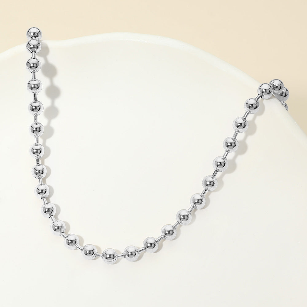 Madeline Love Silver Stainless Steel Beaded Chain Necklace