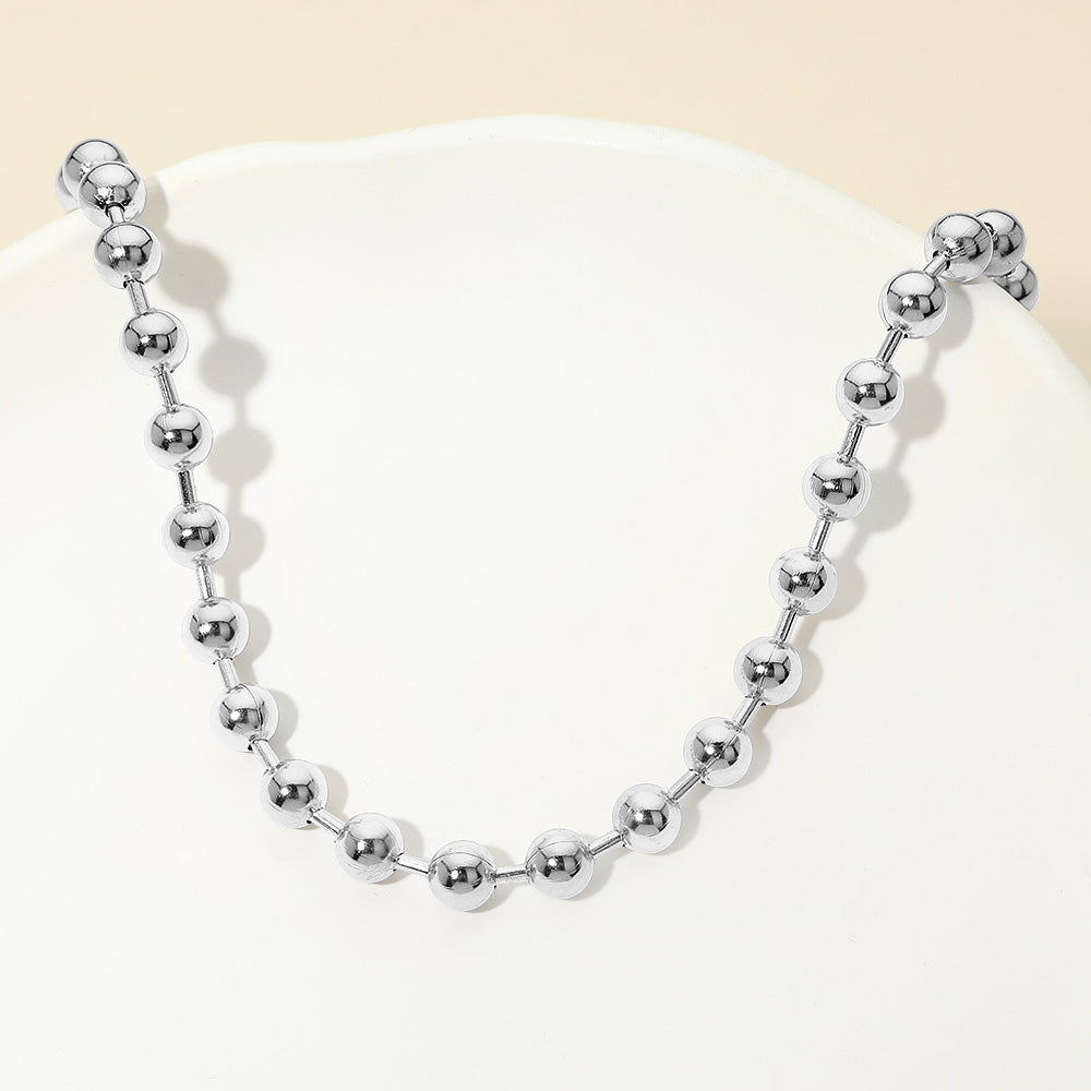 Madeline Love Silver Stainless Steel Beaded Chain Necklace