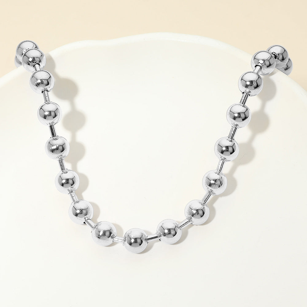 Madeline Love Silver Stainless Steel Chunky Beaded Chain Necklace