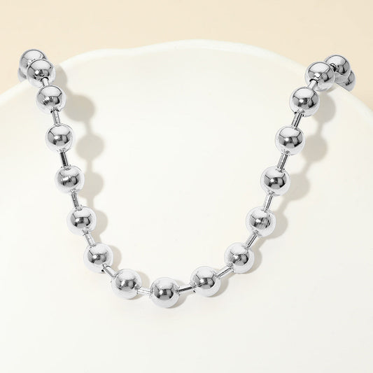 Madeline Love Silver Stainless Steel Chunky Beaded Chain Necklace