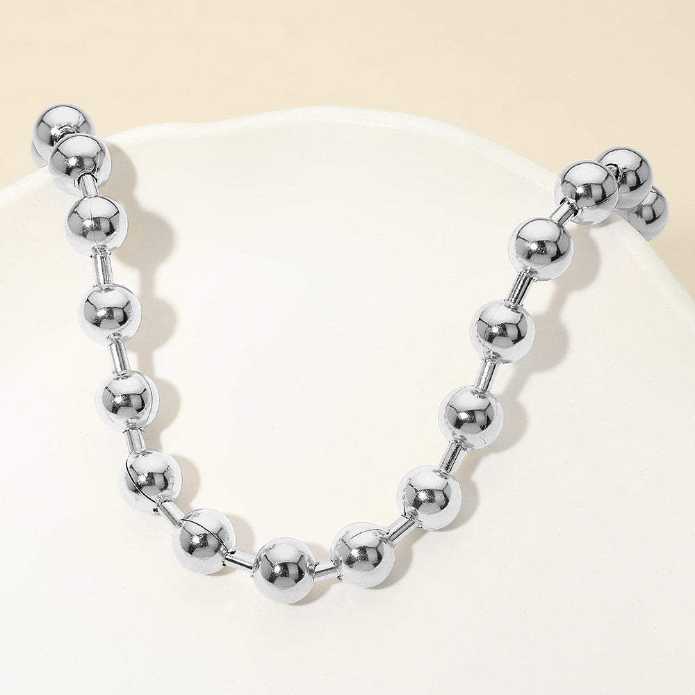 Madeline Love Silver Stainless Steel Chunky Beaded Chain Necklace