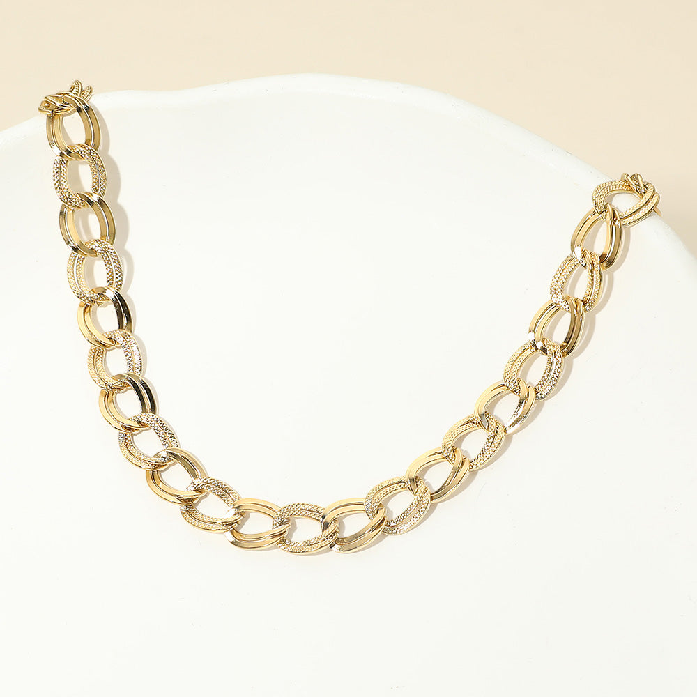 Madeline Love Gold Stainless Steel Textured Link Chain Necklace