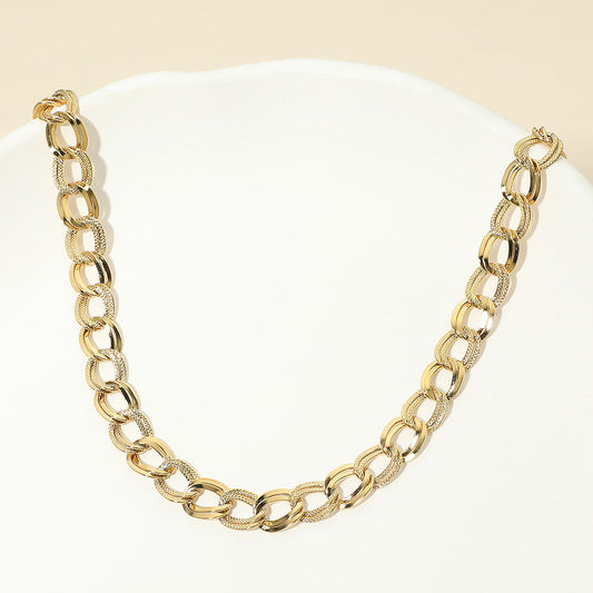 Madeline Love Gold Stainless Steel Textured Link Chain Necklace