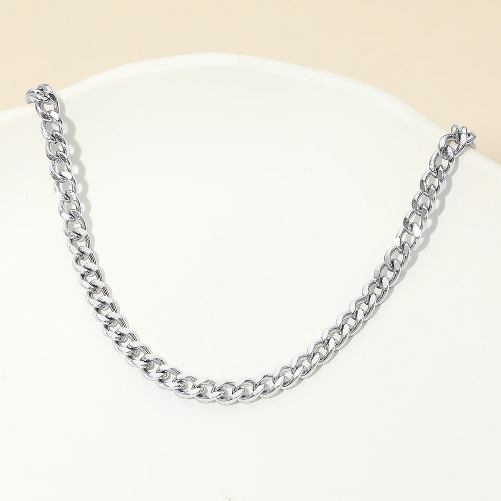 Madeline Love Silver Stainless Steel Cuban Chain Necklace