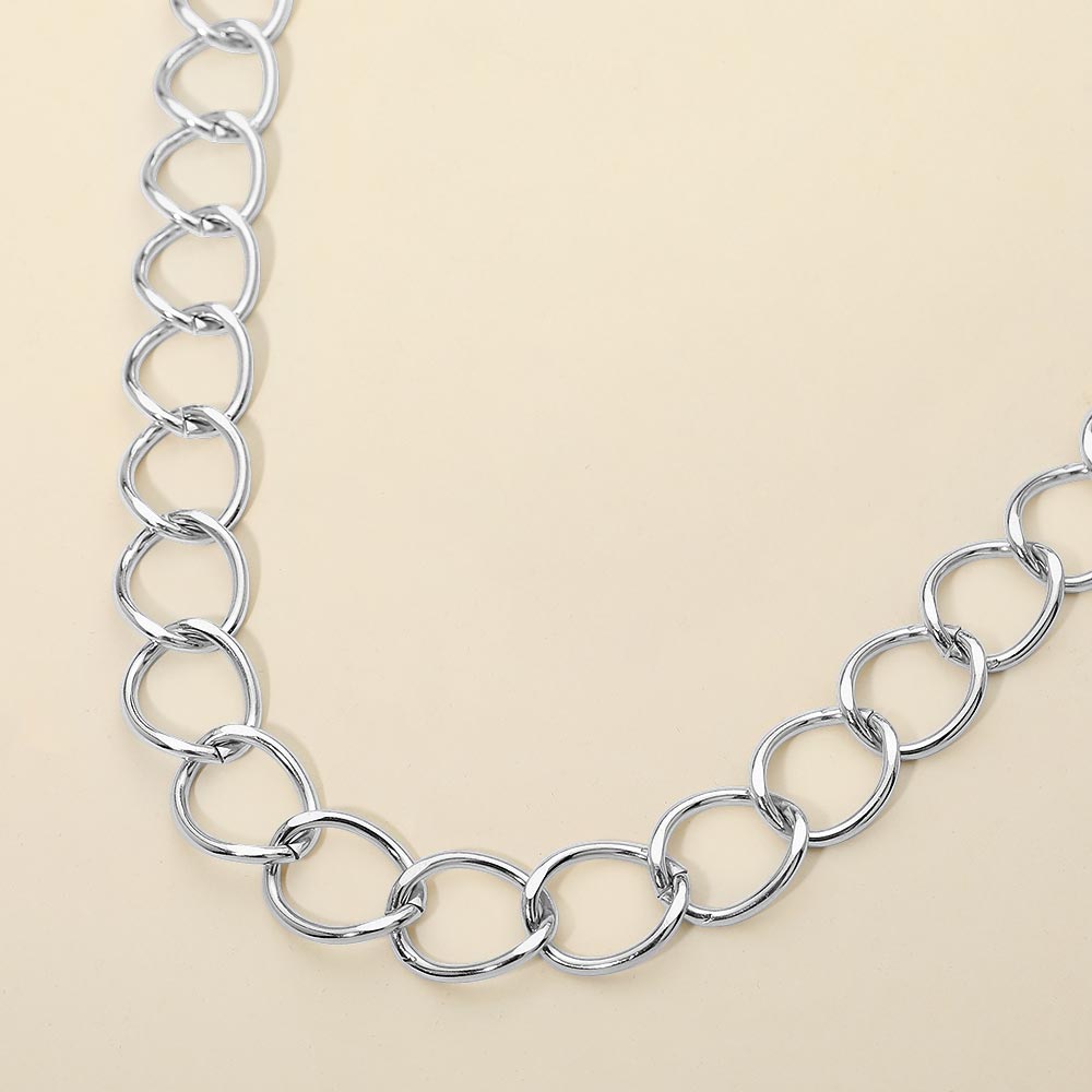 Madeline Love Silver Stainless Steel Chunk Link Chain Necklace