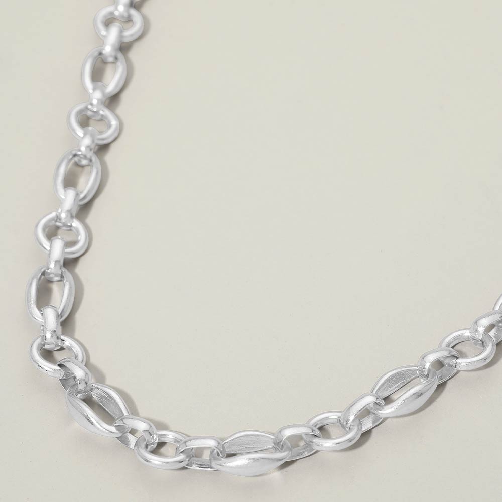 Madeline Love Worn Silver Mixed Link Chain Necklace - Necklaces