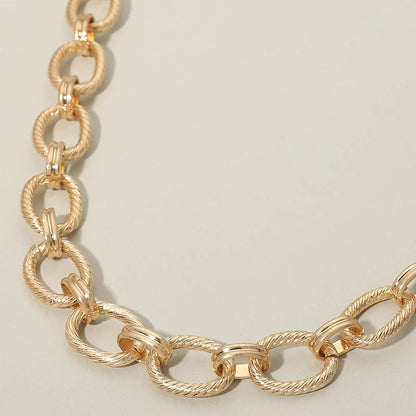 Madeline Love Worn Gold Textured Metal Oval Link Chain Necklace - Necklaces