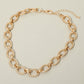 Madeline Love Worn Gold Textured Metal Oval Link Chain Necklace - Necklaces - extra