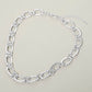 Madeline Love Worn Silver Hammered Metal Oval Link Necklace - Necklaces - extra