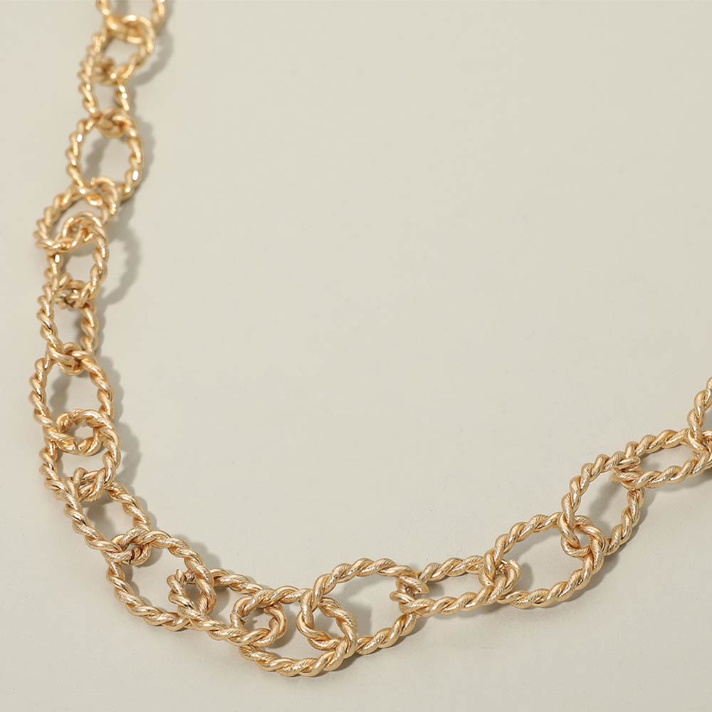 Madeline Love Worn Gold Twisted Metal Oval Link Chain Necklace - Necklaces