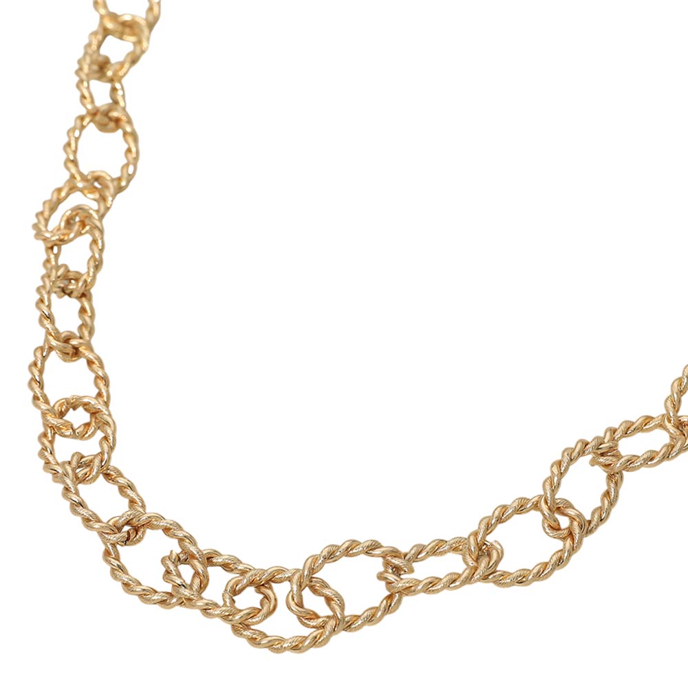 Madeline Love Worn Gold Twisted Metal Oval Link Chain Necklace - Necklaces - desc