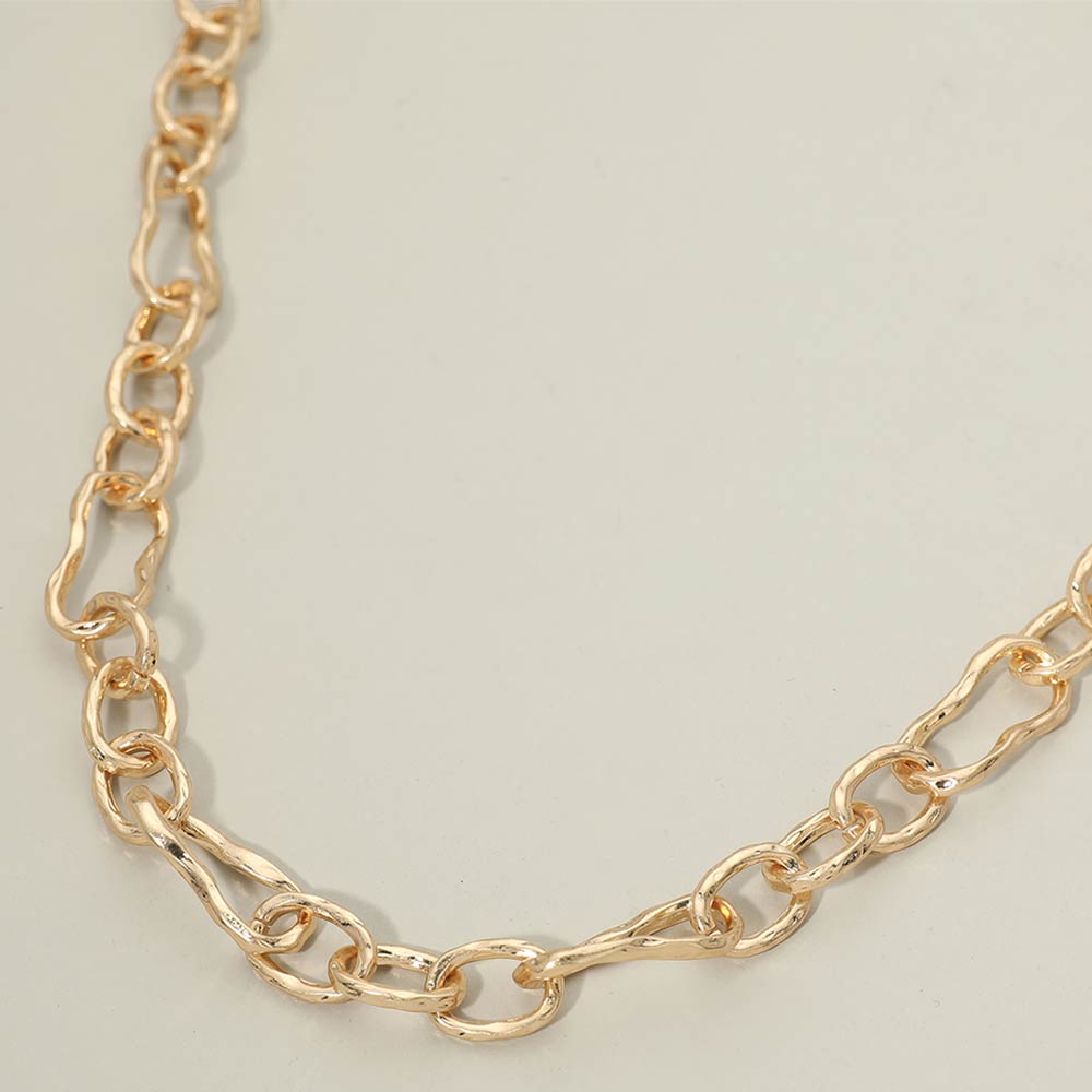 Madeline Love Worn Gold Chunky Textured Link Chain Necklace