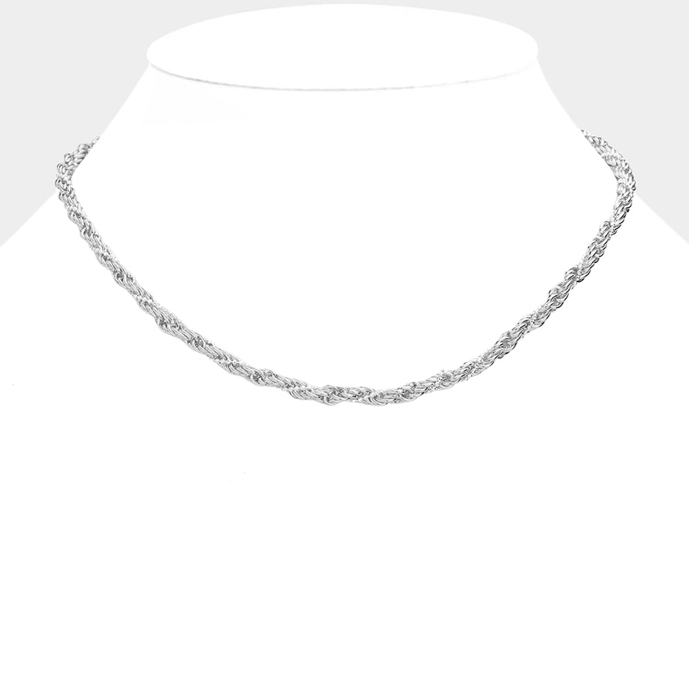 Madeline Love Rhodium Twisted Metal Chain Necklace