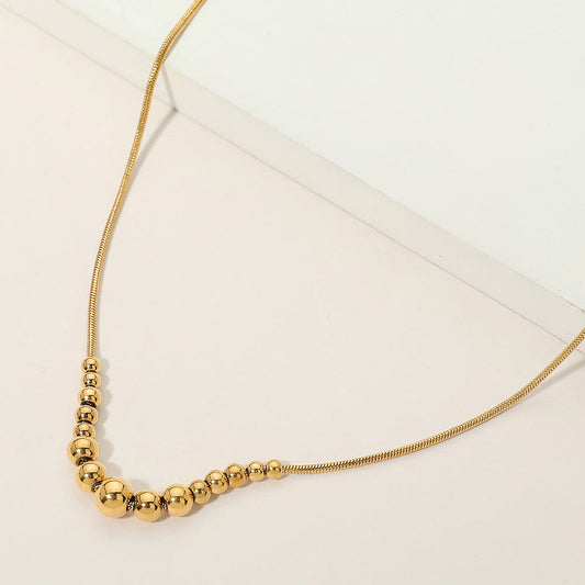 Madeline Love Gold Stainless Steel Beaded Snake Chain Necklace - Necklaces