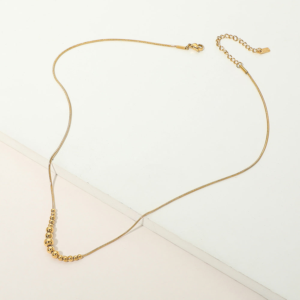 Madeline Love Gold Stainless Steel Beaded Snake Chain Necklace - Necklaces - desc