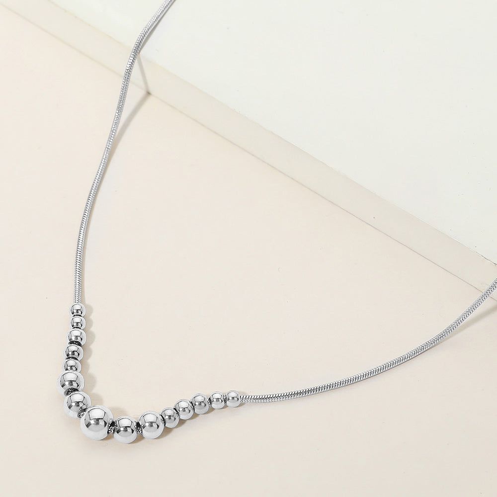 Madeline Love Rhodium Stainless Steel Beaded Snake Chain Necklace - Necklaces