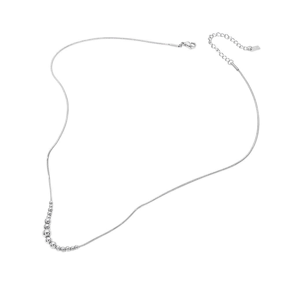 Madeline Love Rhodium Stainless Steel Beaded Snake Chain Necklace - Necklaces - extra