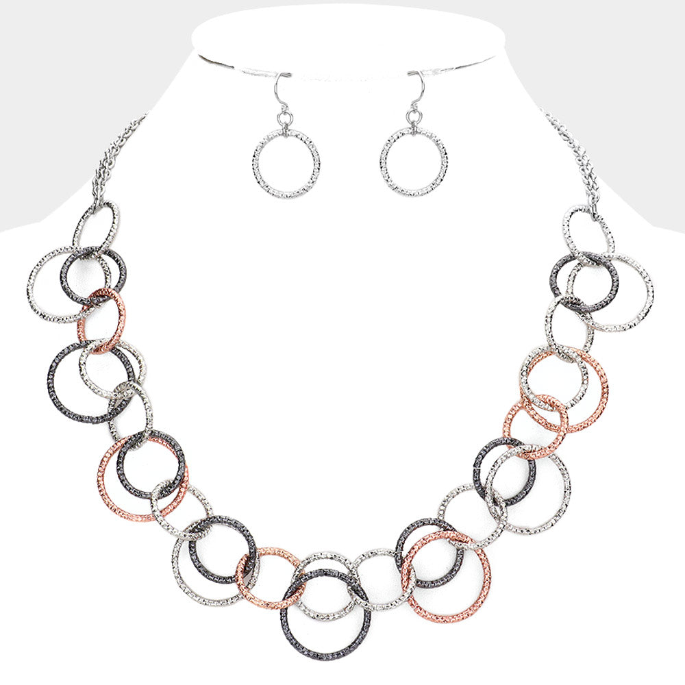 Madeline Love Bronze, Multi Multi Link Open Circle Metal Necklace - Necklaces