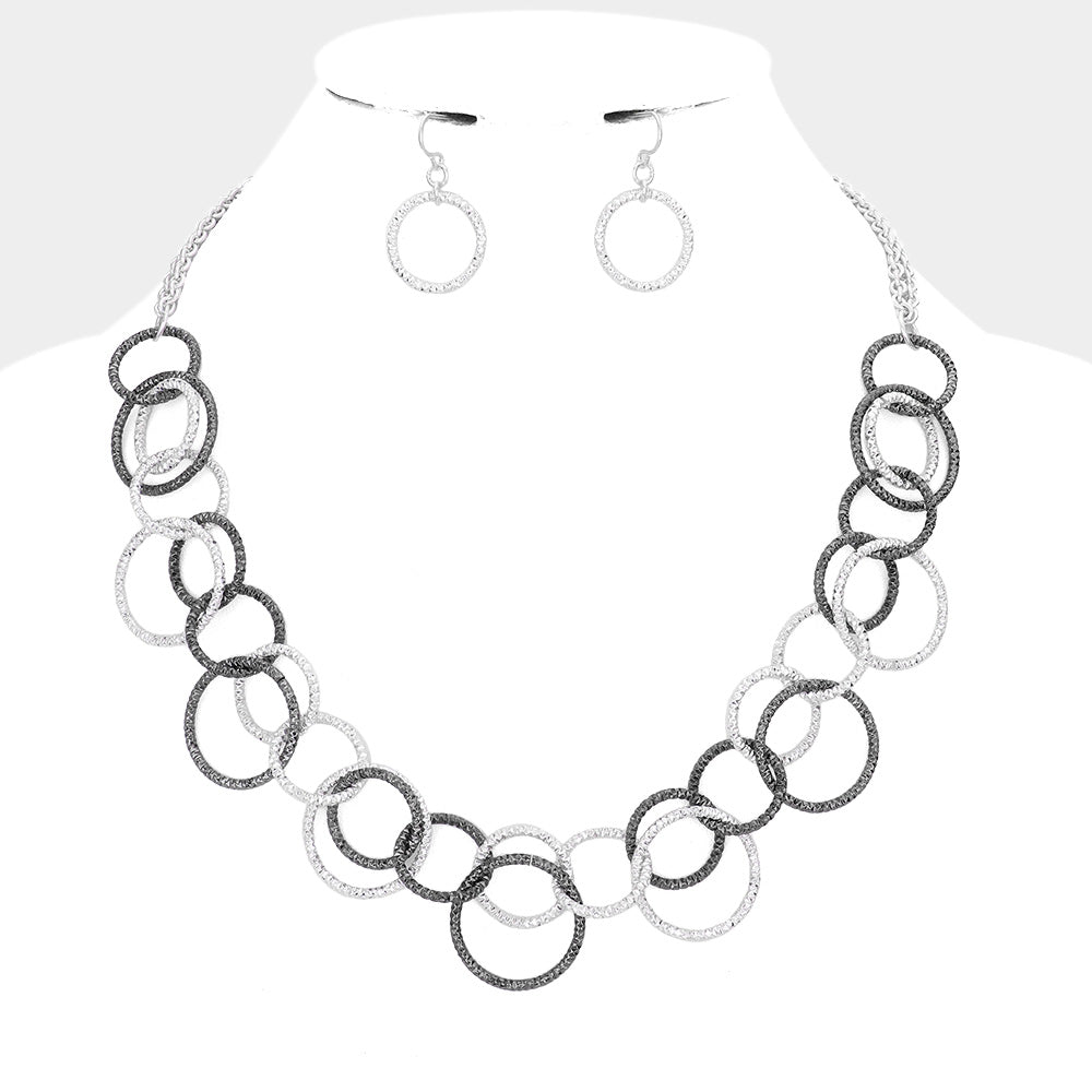 Madeline Love Hematite Multi Link Open Circle Metal Necklace - Necklaces