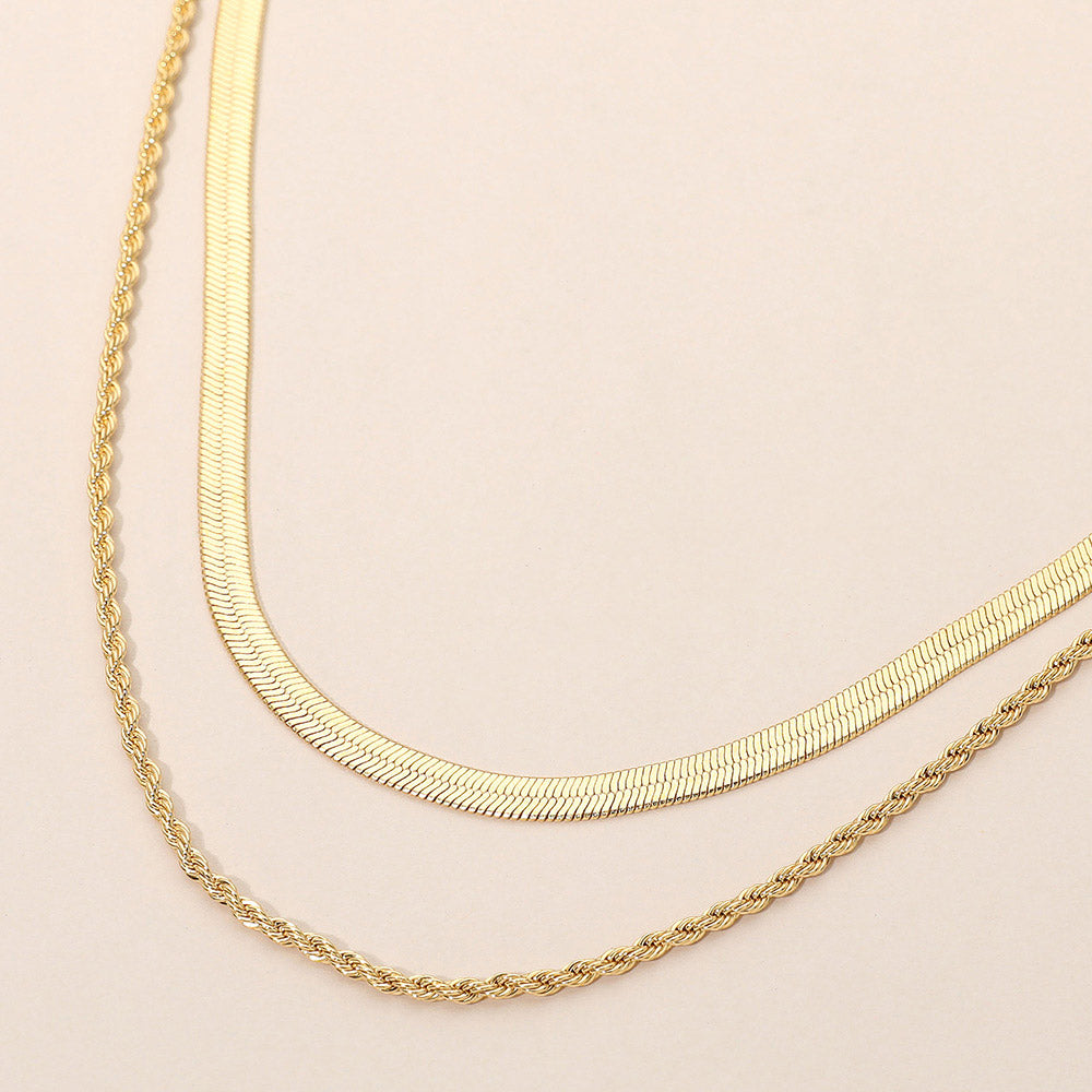 Madeline Love Gold 18K Gold Dipped Layered Herringbone Rope Chain Necklace