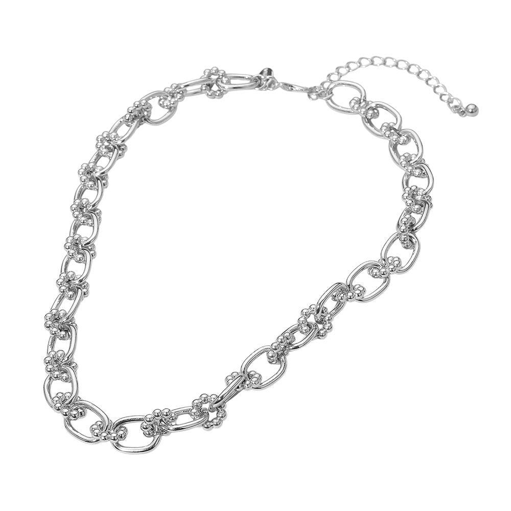 Madeline Love Rhodium Bubble Floral Link Chain Necklace - Necklaces - extra