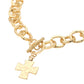Madeline Love Worn Gold Cross Charm Chunky Chain Toggle Necklace - Necklaces - desc