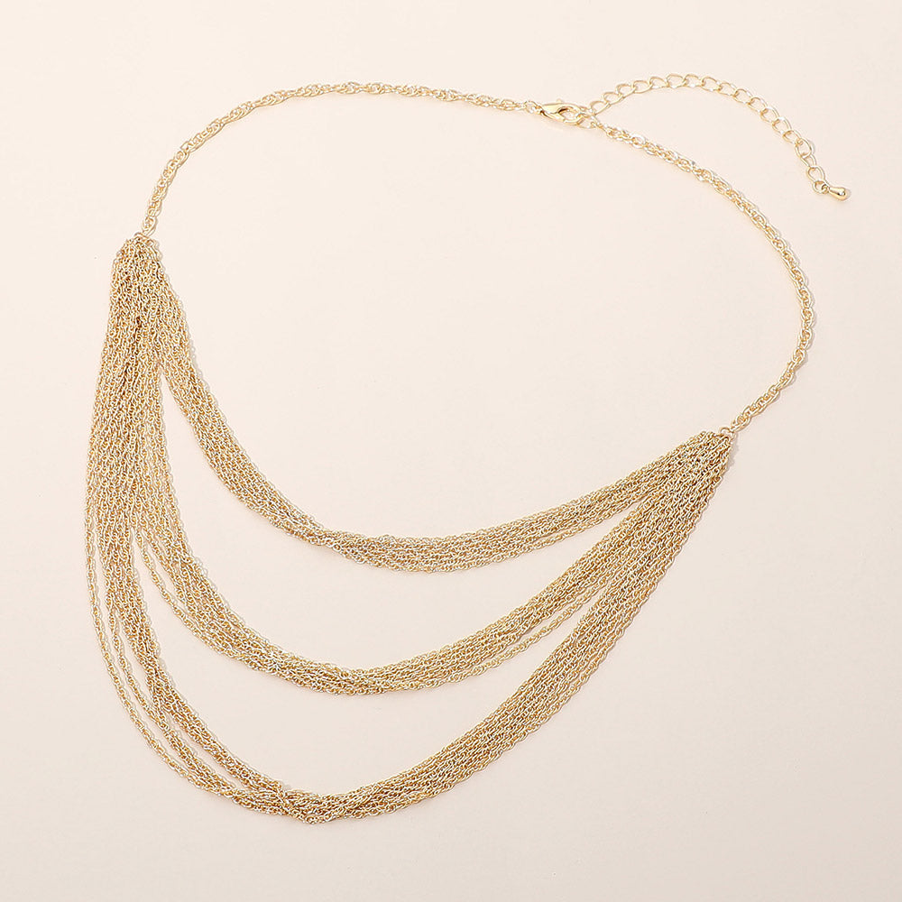 Madeline Love Gold Cascading Multi Layered Statement Necklace