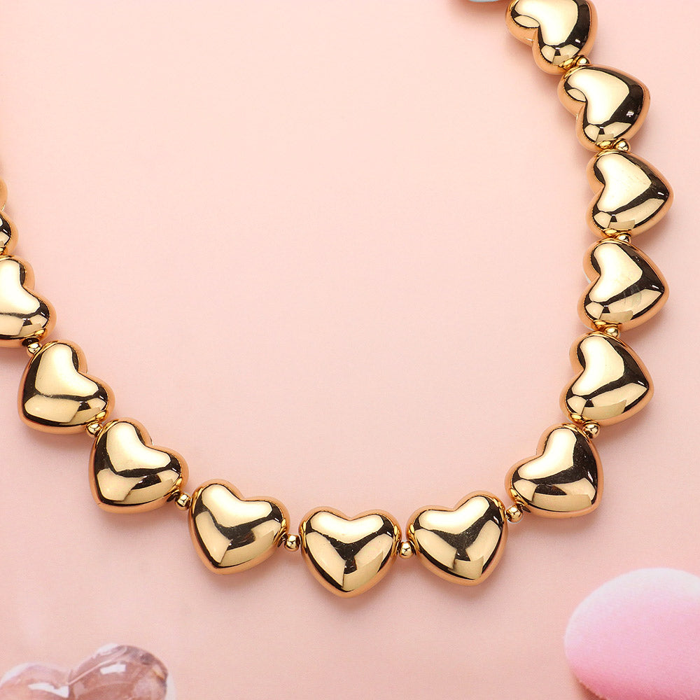 Metal Heart Link Necklace