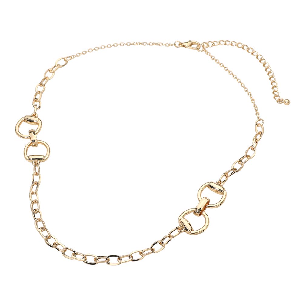 Madeline Love Gold Horsebit Link Chain Necklace - Necklaces - desc