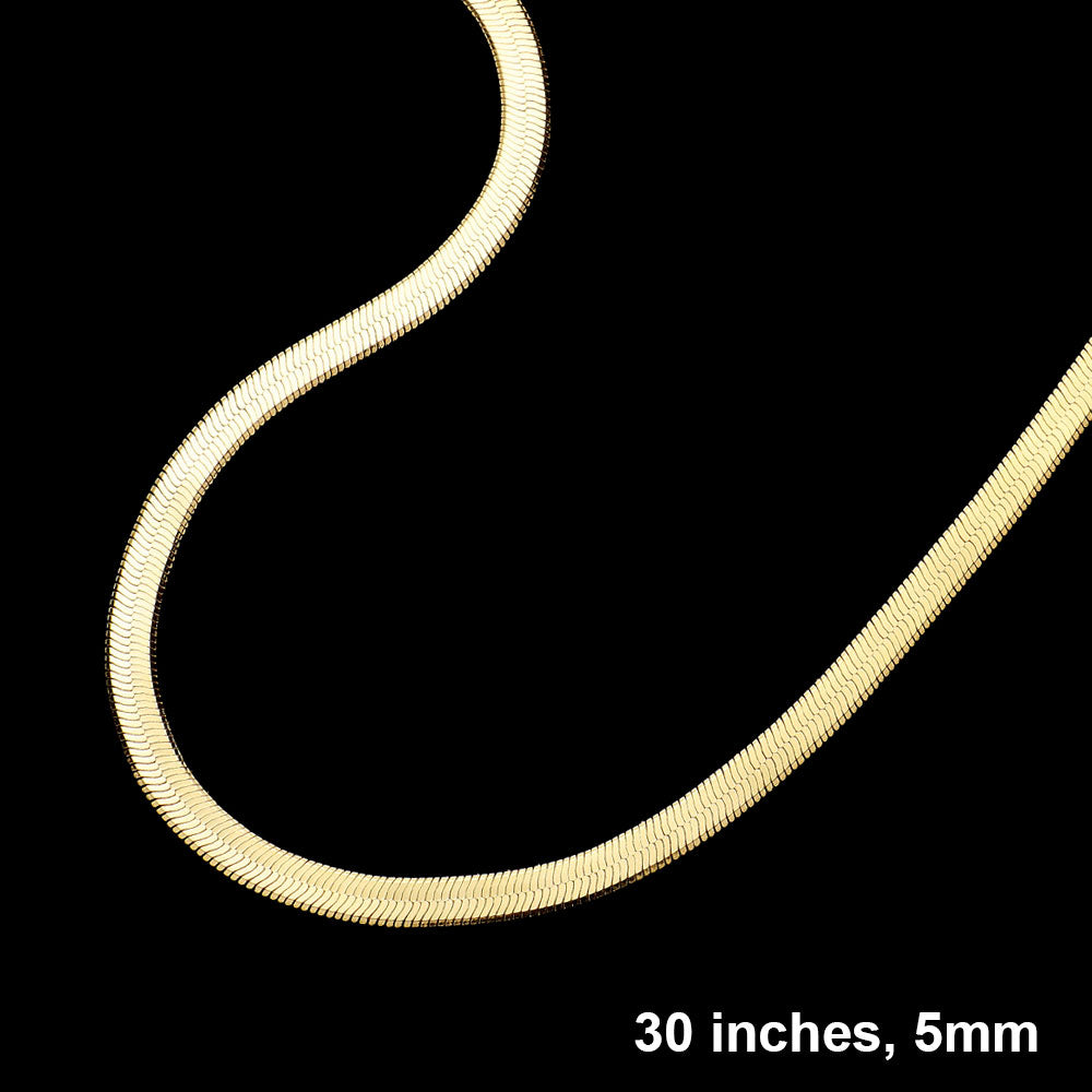 Madeline Love Gold Gold Plated 30 Inch 5mm Herringbone Metal Chain Necklace - Necklaces