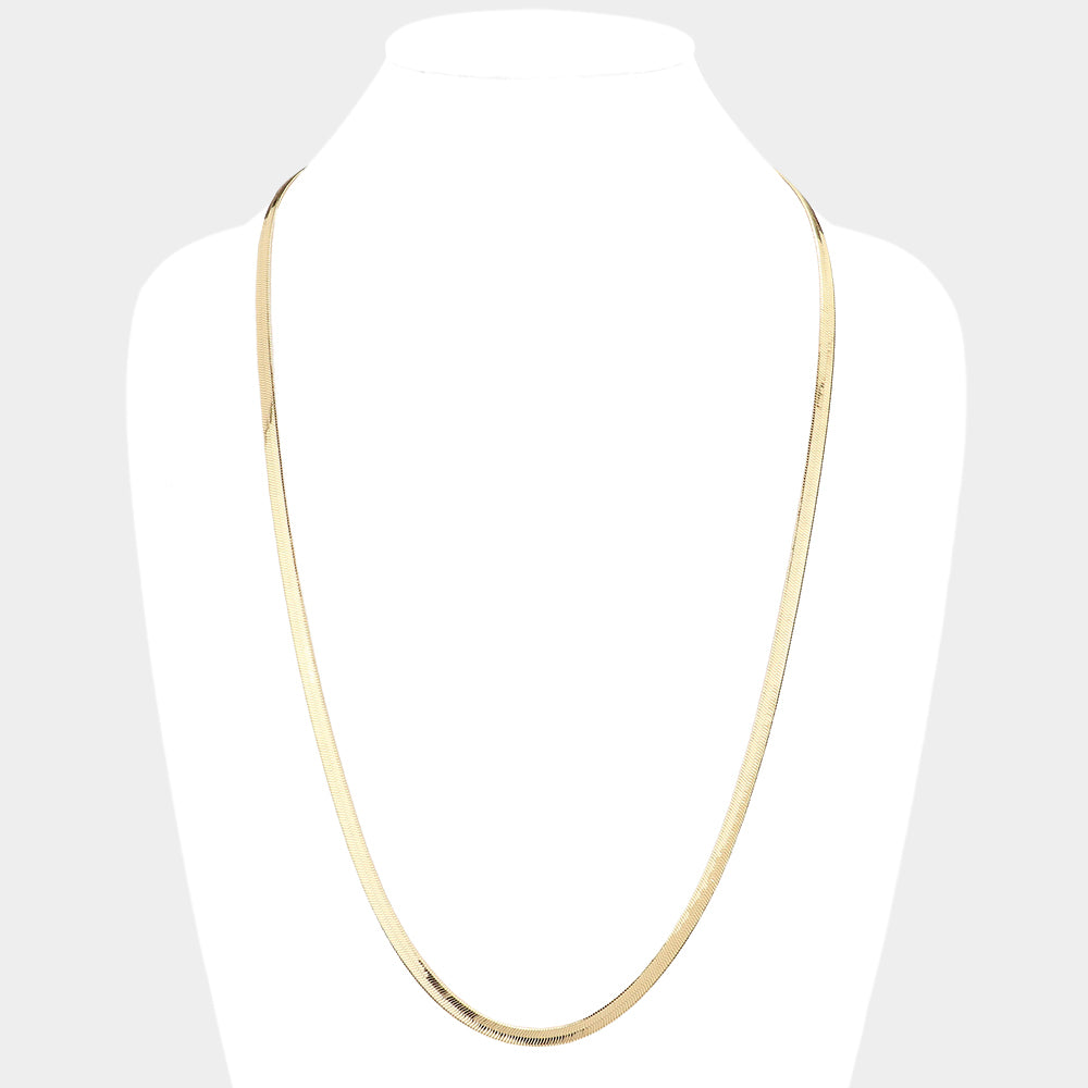 Madeline Love Gold Gold Plated 30 Inch 5mm Herringbone Metal Chain Necklace - Necklaces - desc