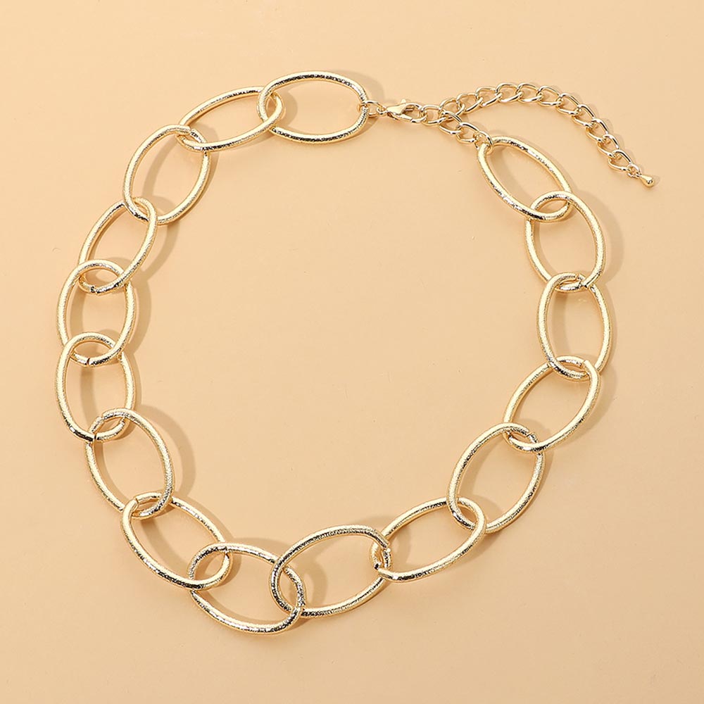 Madeline Love Gold Oversized Metal Oval Link Necklace