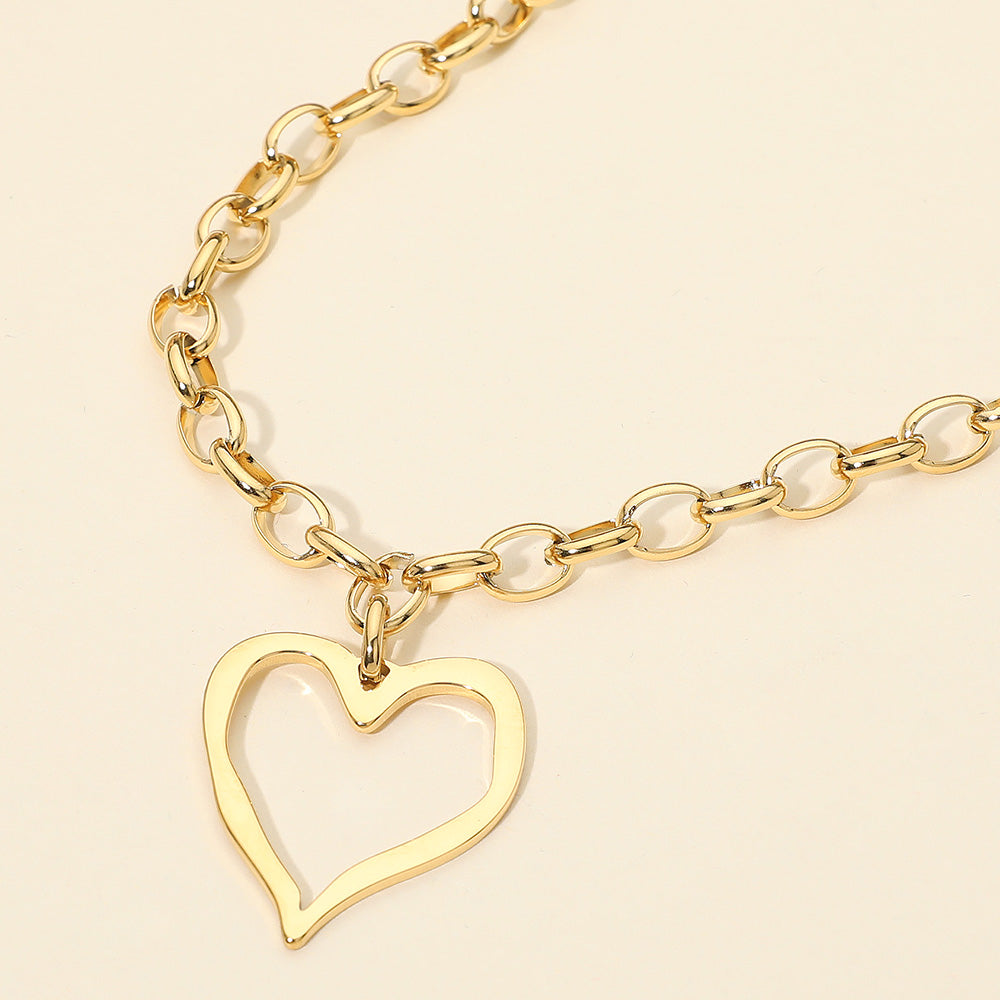 Madeline Love Gold Stainless Steel Chunky Open Heart Pendant Chain Necklace