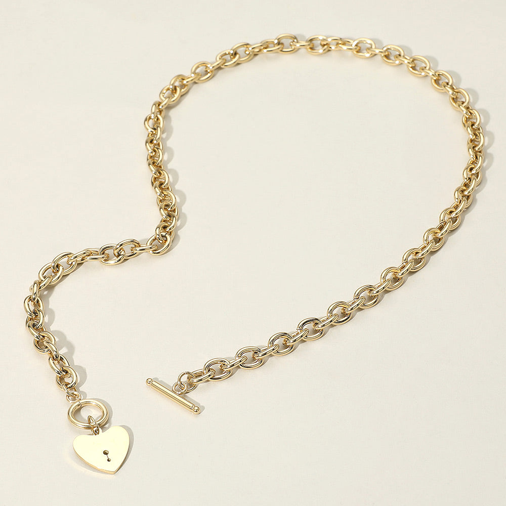 Madeline Love Gold Stainless Steel Heart Toggle Chain Necklace