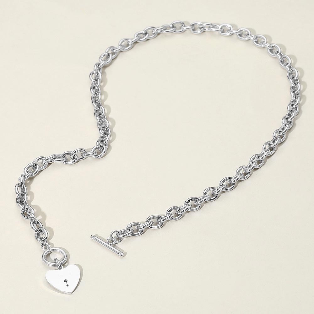 Madeline Love Rhodium Stainless Steel Heart Toggle Chain Necklace
