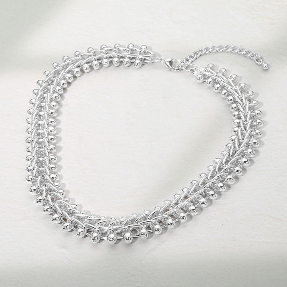 Madeline Love Silver Chunky Layered Metal Chain Necklace