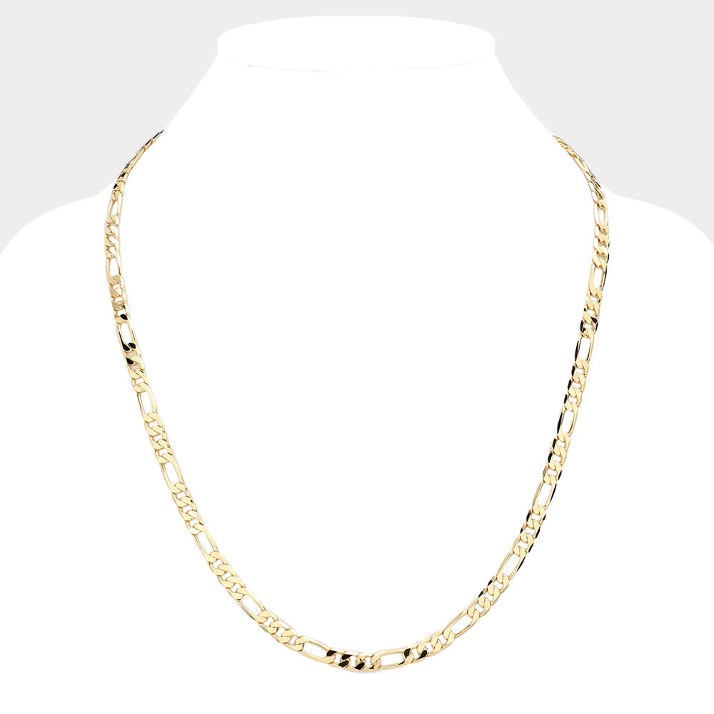 Madeline Love Gold Gold Plated 24 Inch 6mm Figaro Metal Chain Necklace - Necklaces - desc