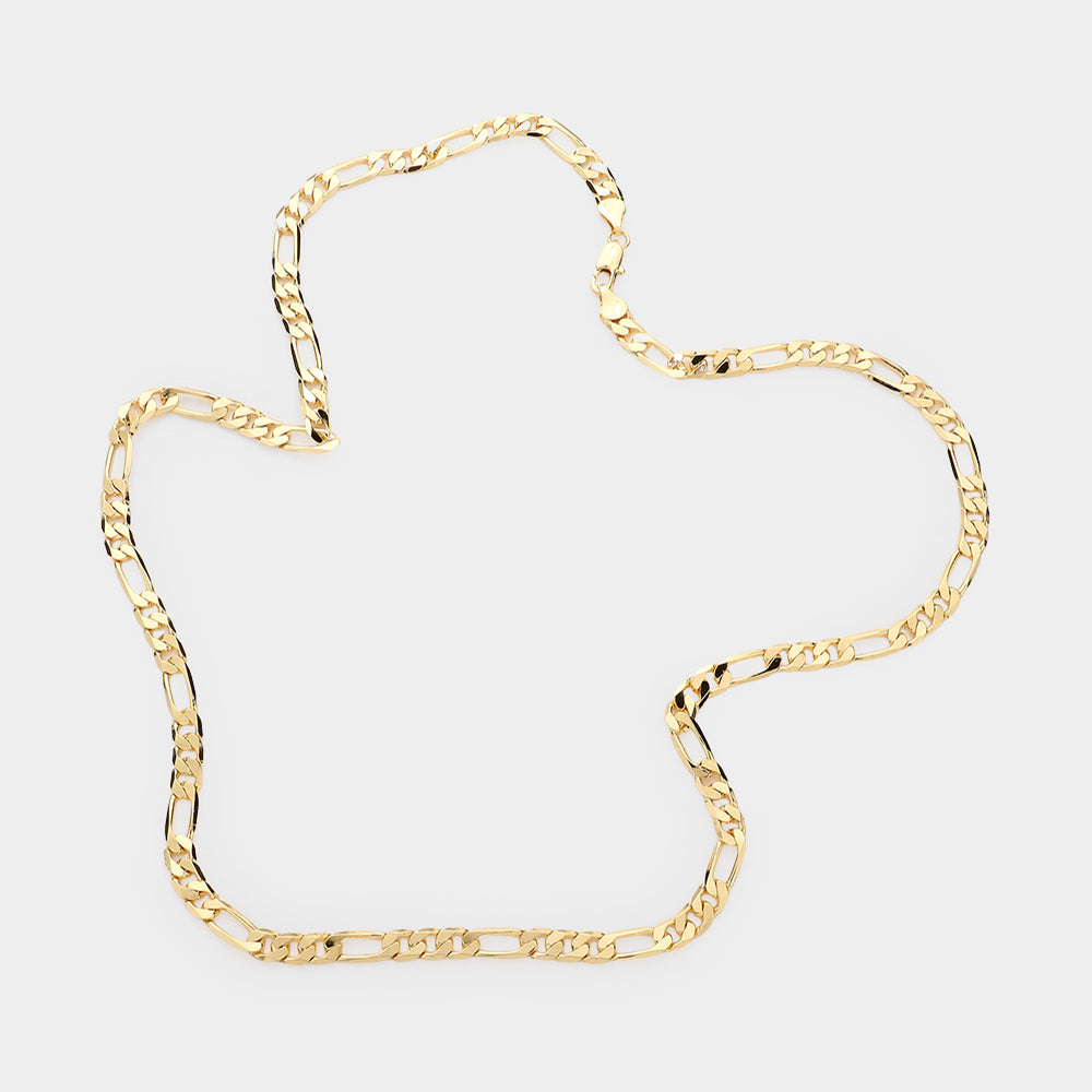 Madeline Love Gold Gold Plated 24 Inch 6mm Figaro Metal Chain Necklace - Necklaces - extra