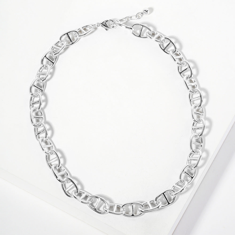 Madeline Love Rhodium White Gold Dipped Mariner Link Chain Necklace