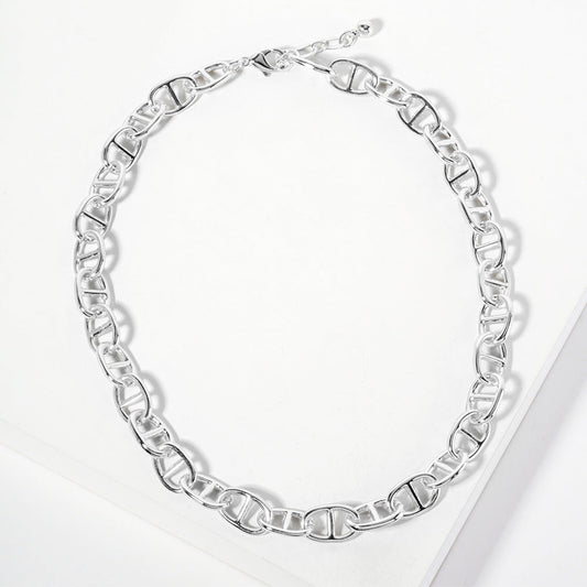 Madeline Love Rhodium White Gold Dipped Mariner Link Chain Necklace