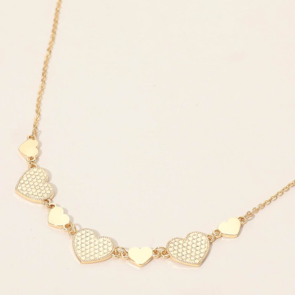 Madeline Love Gold Metal Heart Plate Link Necklace - Necklaces