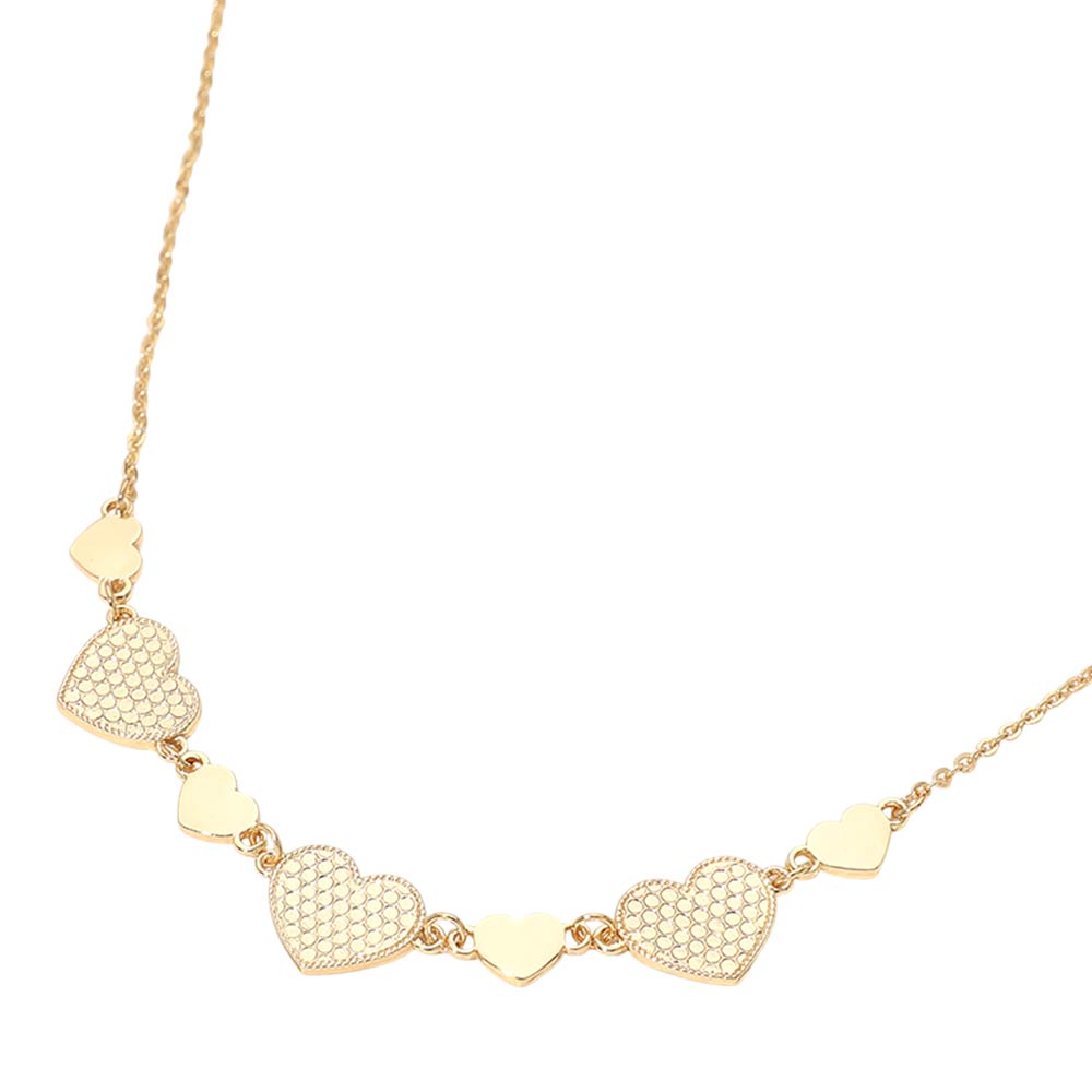 Madeline Love Gold Metal Heart Plate Link Necklace - Necklaces - desc