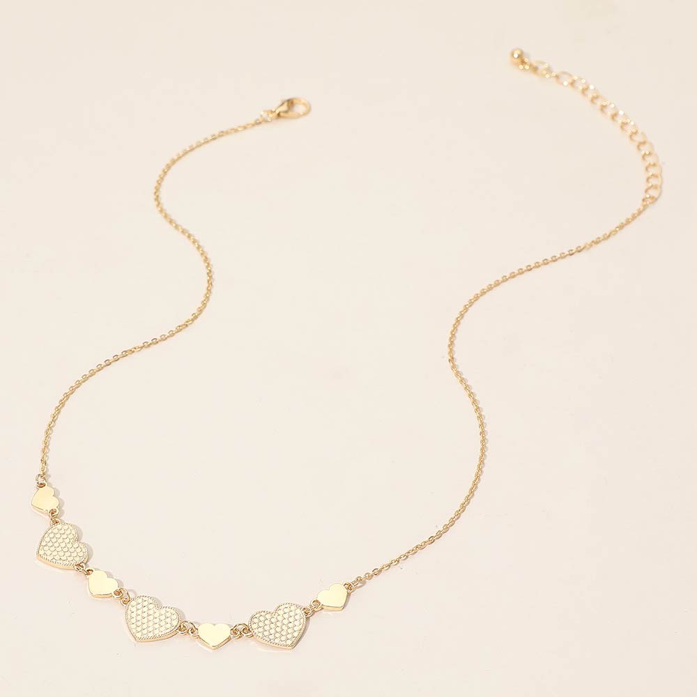 Madeline Love Gold Metal Heart Plate Link Necklace - Necklaces - extra